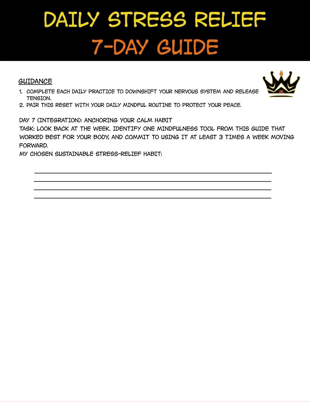 Daily Stress Relief: 7-Day Guide Page 3 - Digital Products by Sawubona Life