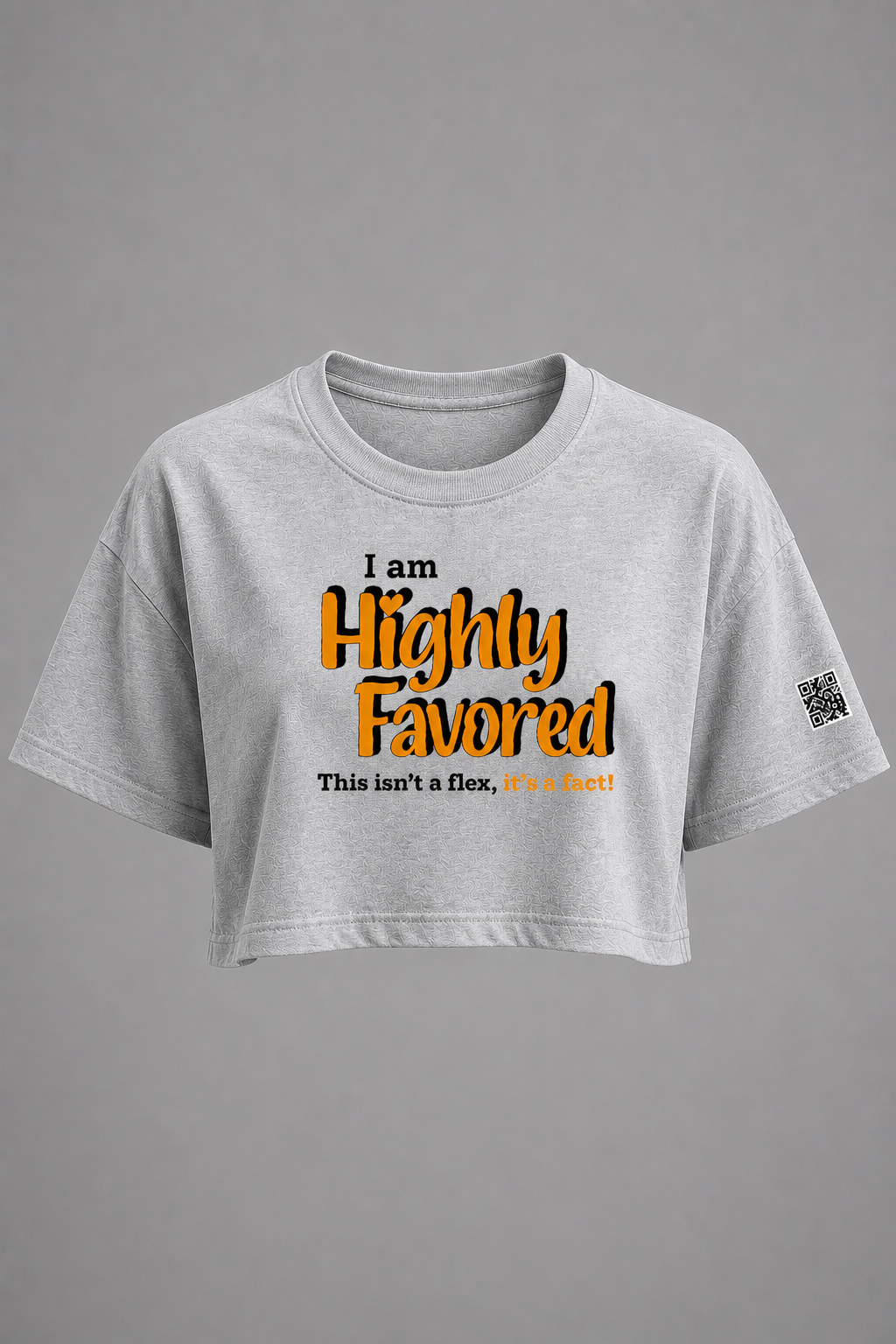 Highly Favored G+B Grey Cropped Loose Graphic Tee - Affirmation Apparel by Sawubona Life
