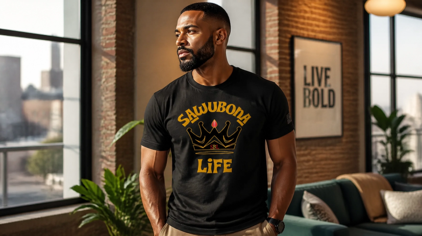 Sawubona Life Crown Black Unisex Graphic Tee - Affirmation Apparel by Sawubona Life
