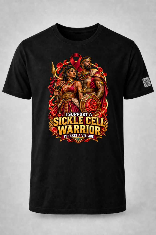 Sickle Cell Warrior Supporter Black Unisex Graphic Tee - Affirmation Apparel by Sawubona Life