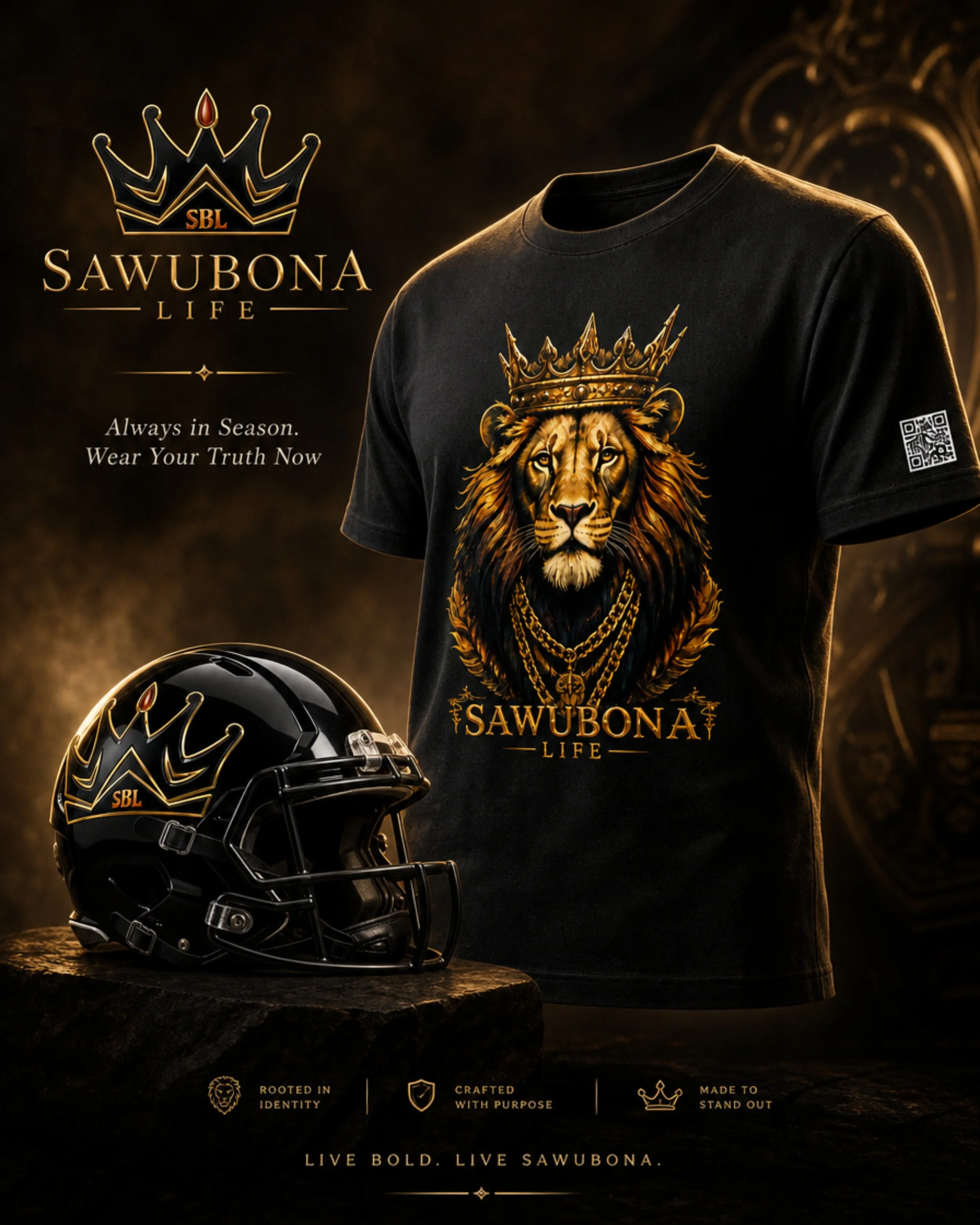 Crowned Majestic Lion Unisex Graphic Tee - Affirmation Apparel by Sawubona Life