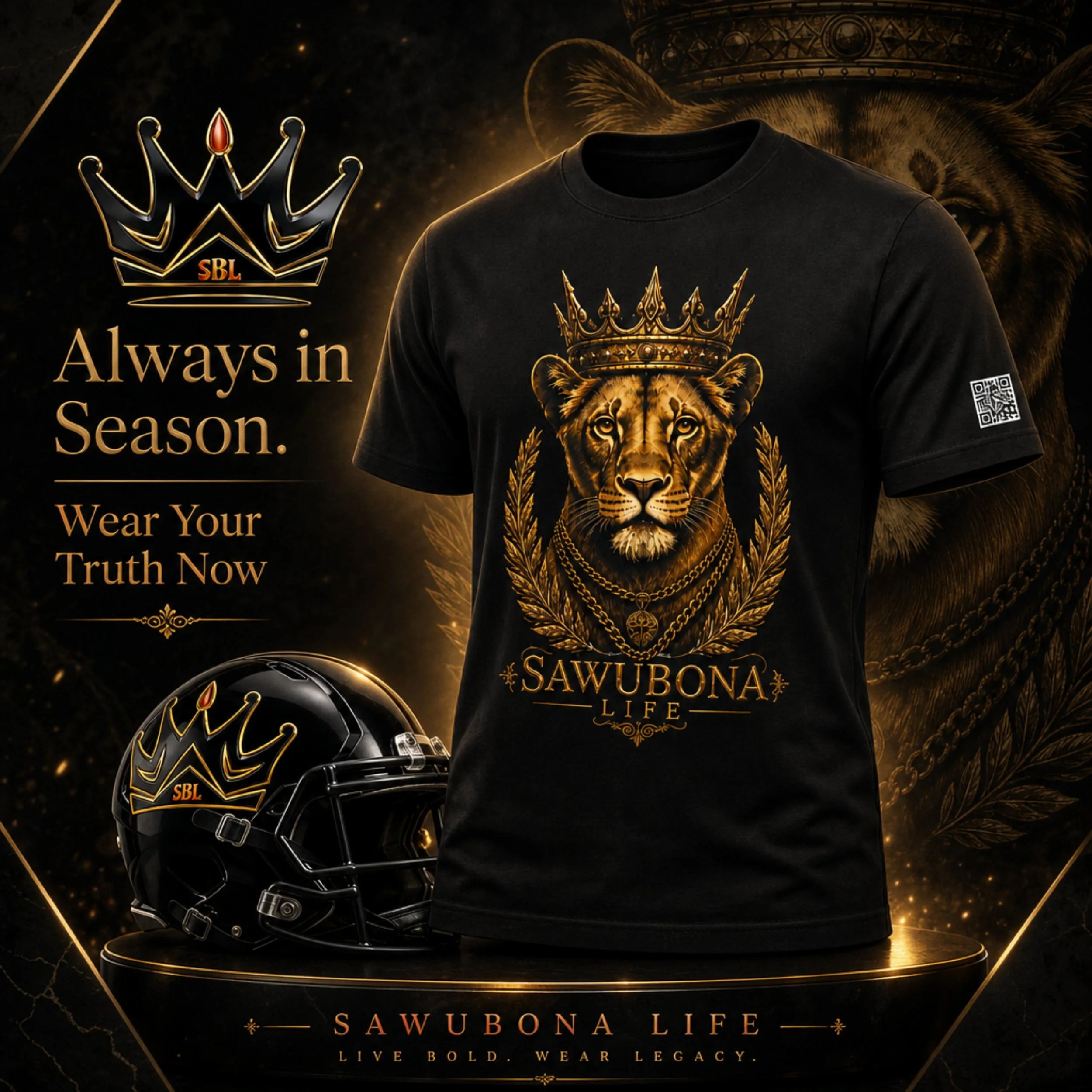 Crowned Majestic Lioness Unisex Graphic Tee - Affirmation Apparel by Sawubona Life