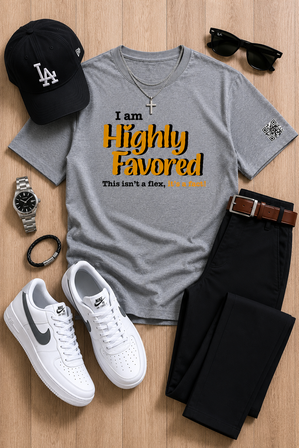 Highly Favored G+B Grey Unisex Graphic Tee - Affirmation Apparel by Sawubona Life