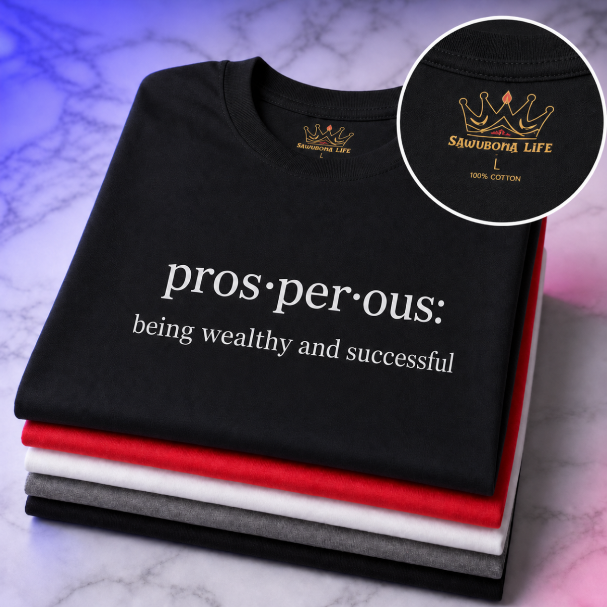 Prosperous Black Unisex Graphic Tee - Affirmation Apparel by Sawubona Life