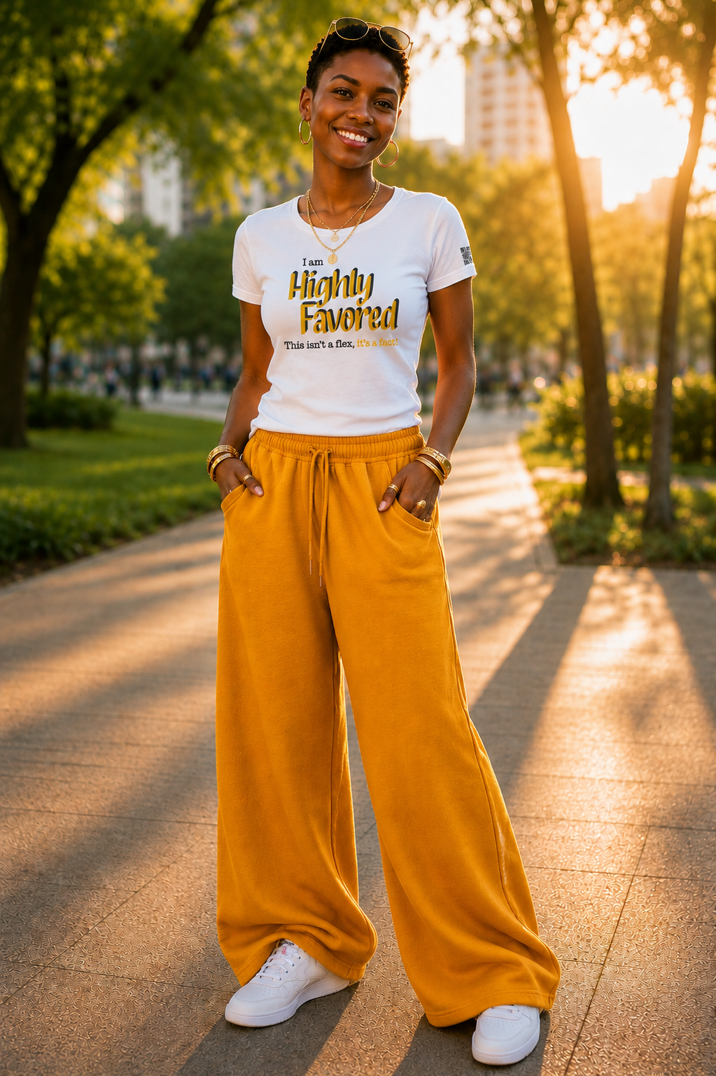 Highly Favored G+B White Unisex Graphic Tee - Affirmation Apparel by Sawubona Life