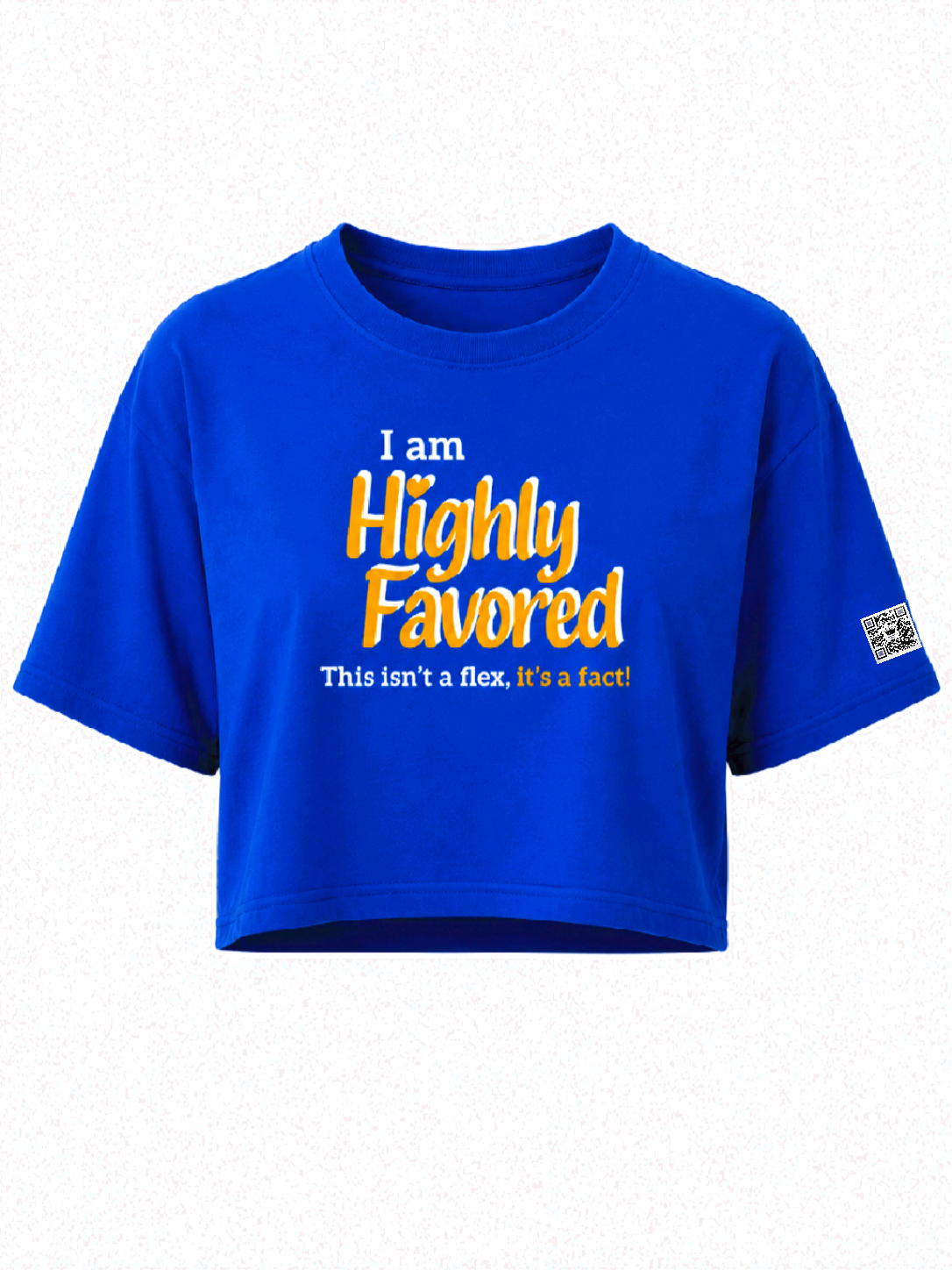 Highly Favored G+W Blue Cropped Loose Graphic Tee - Affirmation Apparel by Sawubona Life