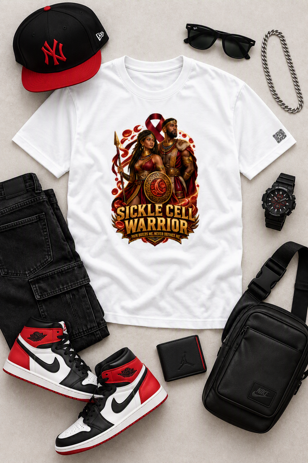 Sickle Cell Warrior White Unisex Graphic Tee - Affirmation Apparel by Sawubona Life