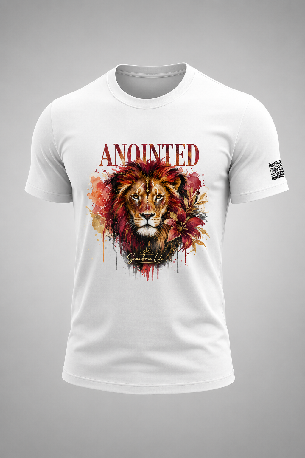 Available 18 AUGUST 2026 - Redesigned Anointed Lion White Unisex Graphic Tee - Affirmation Apparel by Sawubona Life