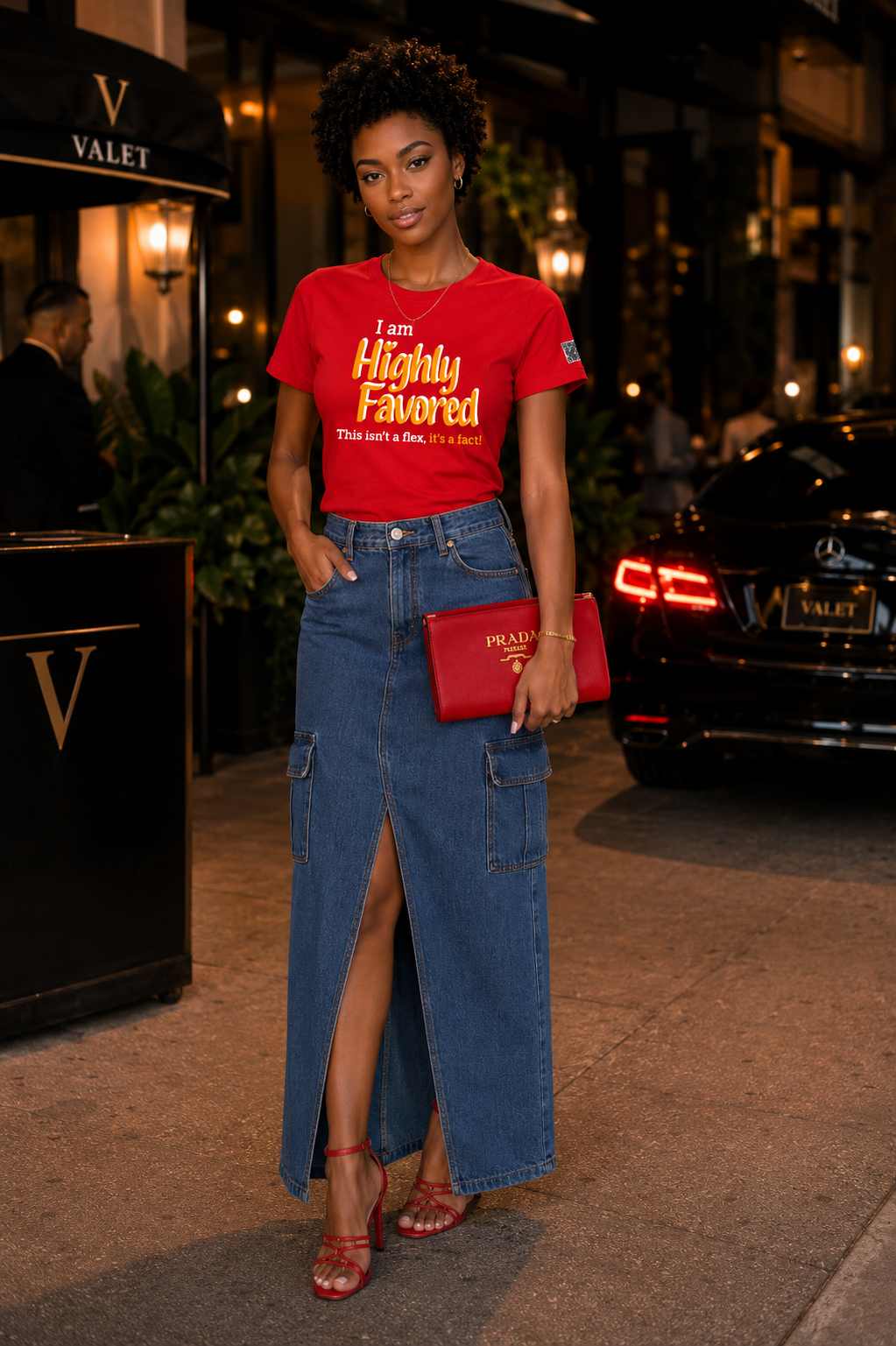 Highly Favored G+W Red Unisex Graphic Tee - Affirmation Apparel by Sawubona Life