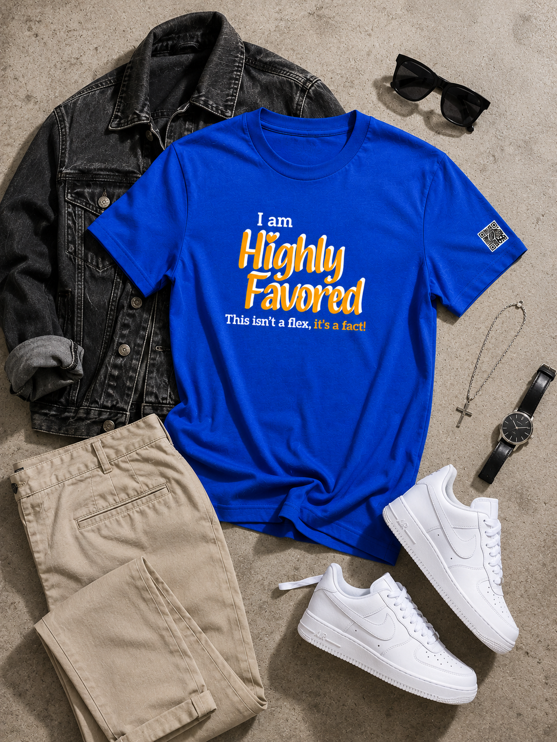 Highly Favored G+W Blue Unisex Graphic Tee - Affirmation Apparel by Sawubona Life