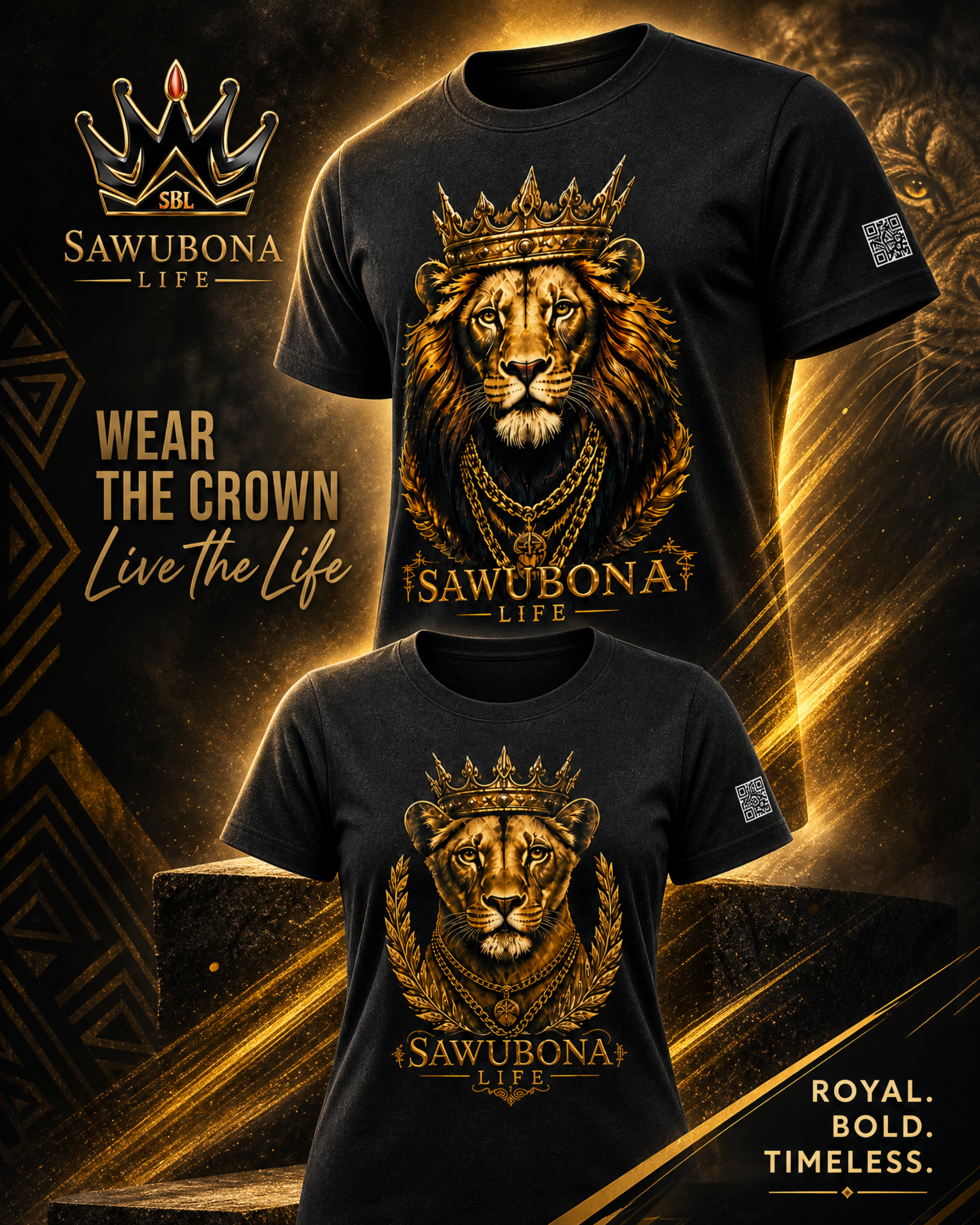 Majestic Lion and Lioness Graphic Tees - Affirmation Apparel by Sawubona Life