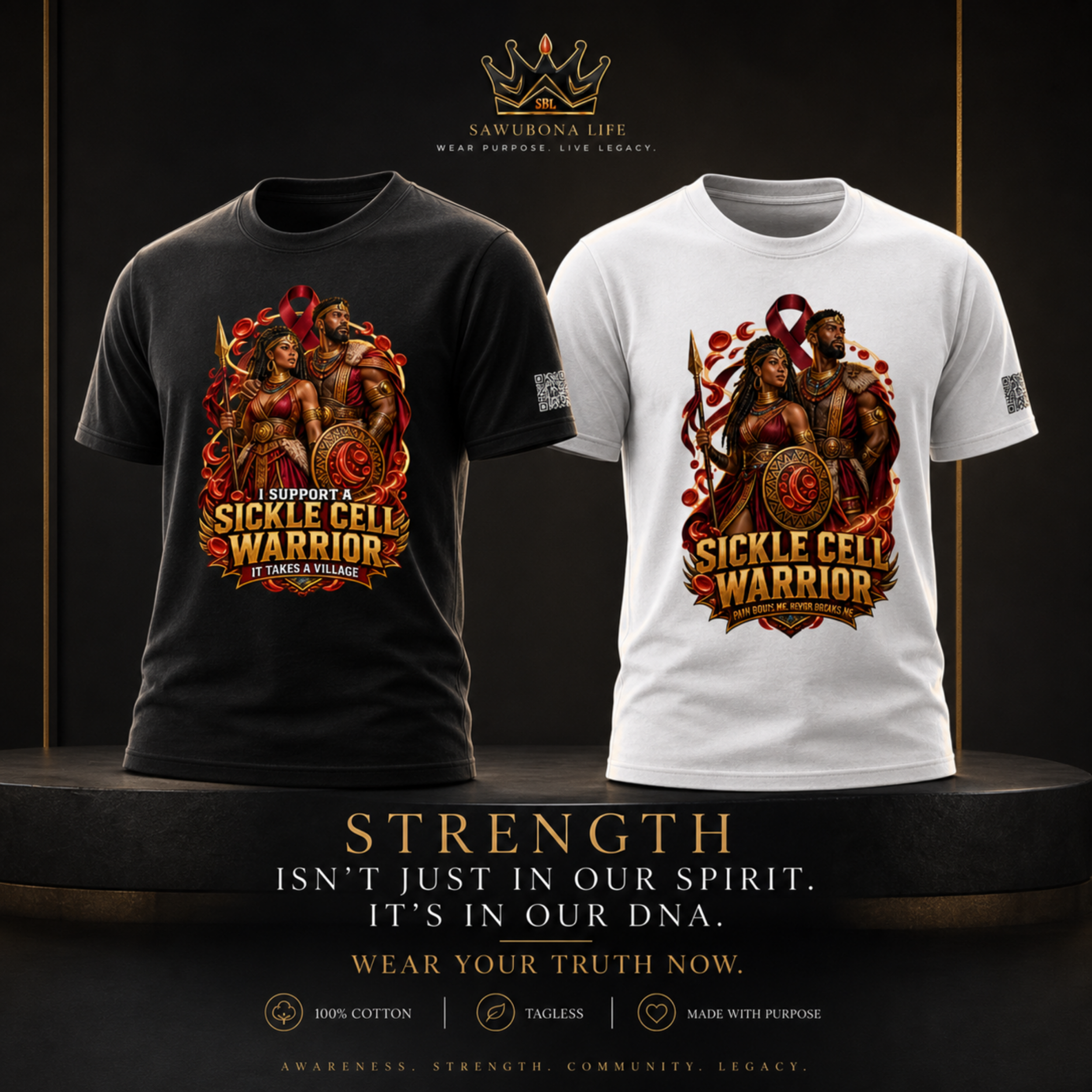 Sickle Cell Warrior Graphic Tees - Affirmation Apparel by Sawubona Life