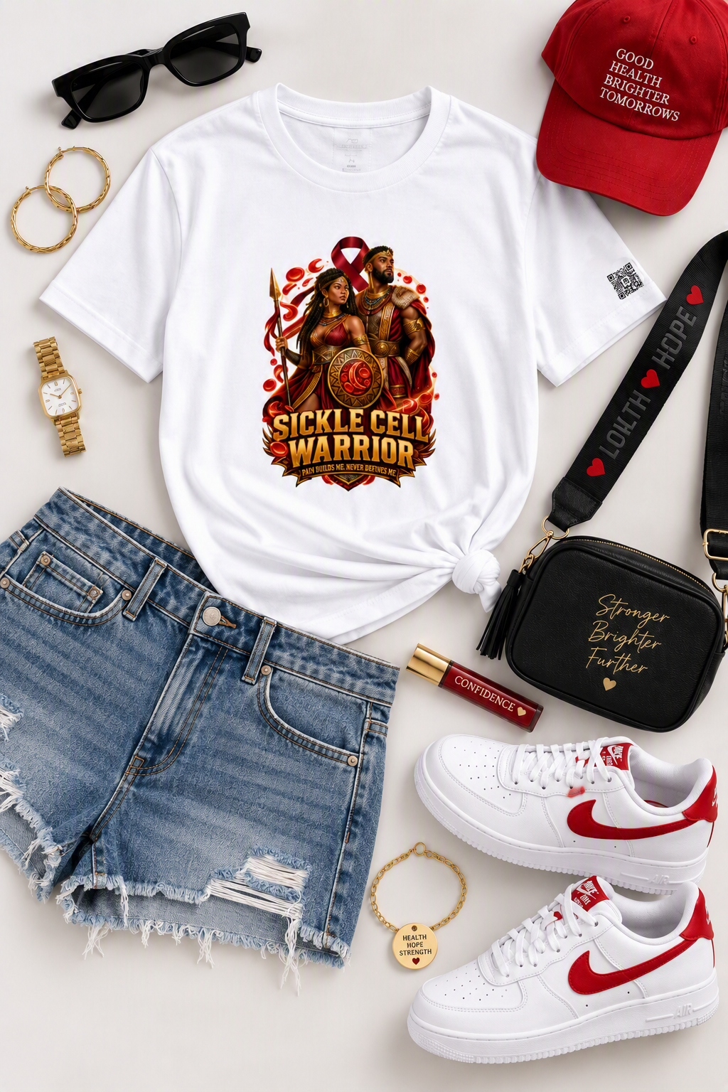 Sickle Cell Warrior White Unisex Graphic Tee - Affirmation Apparel by Sawubona Life