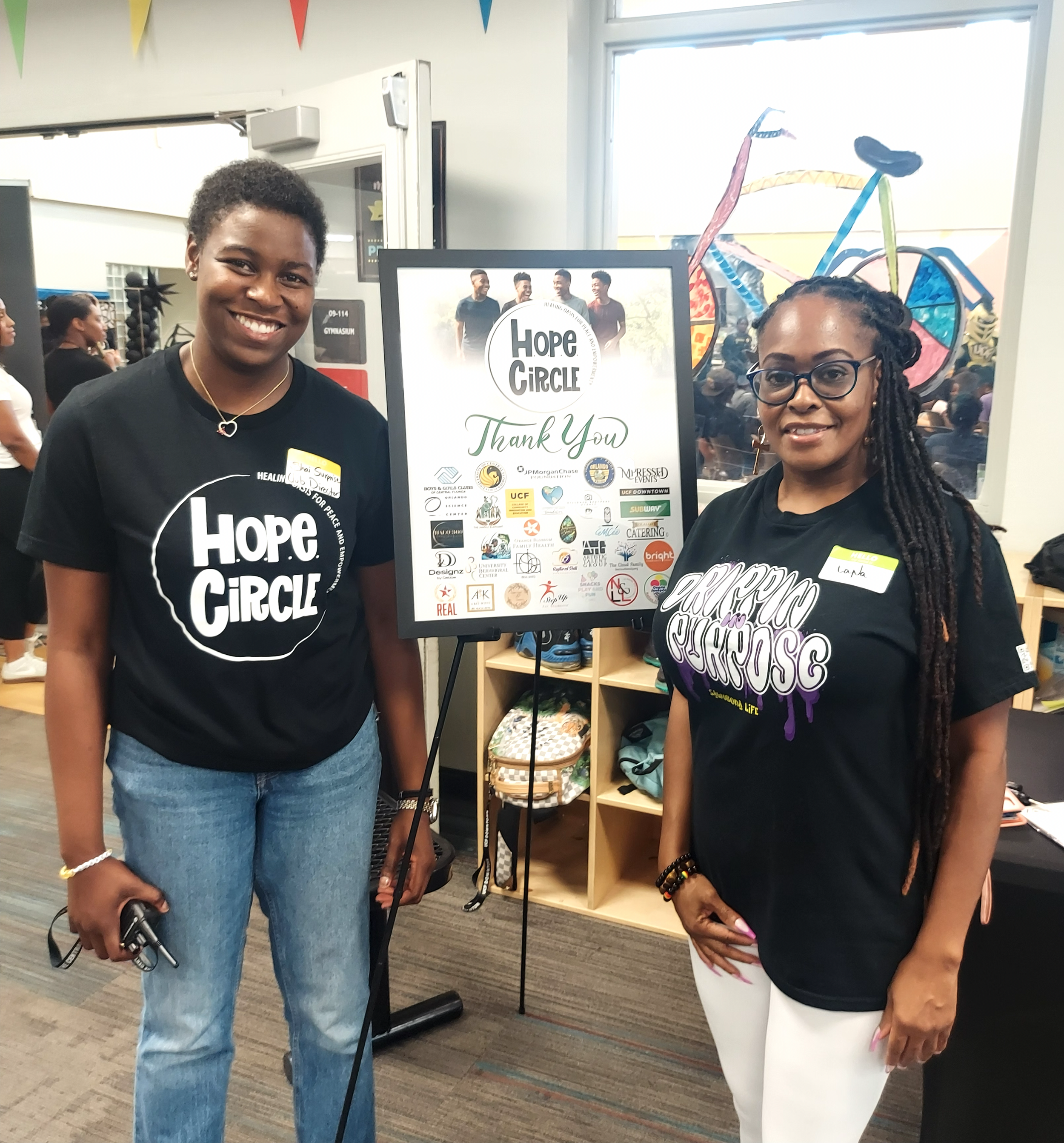 Shai Surprise, Levy-Hughes Boys & Girls Clubhouse Director, and LaNa Prosper, Sawubona Life Cofounder, at the Day of H.O.P.E. Event in Parramore, FL