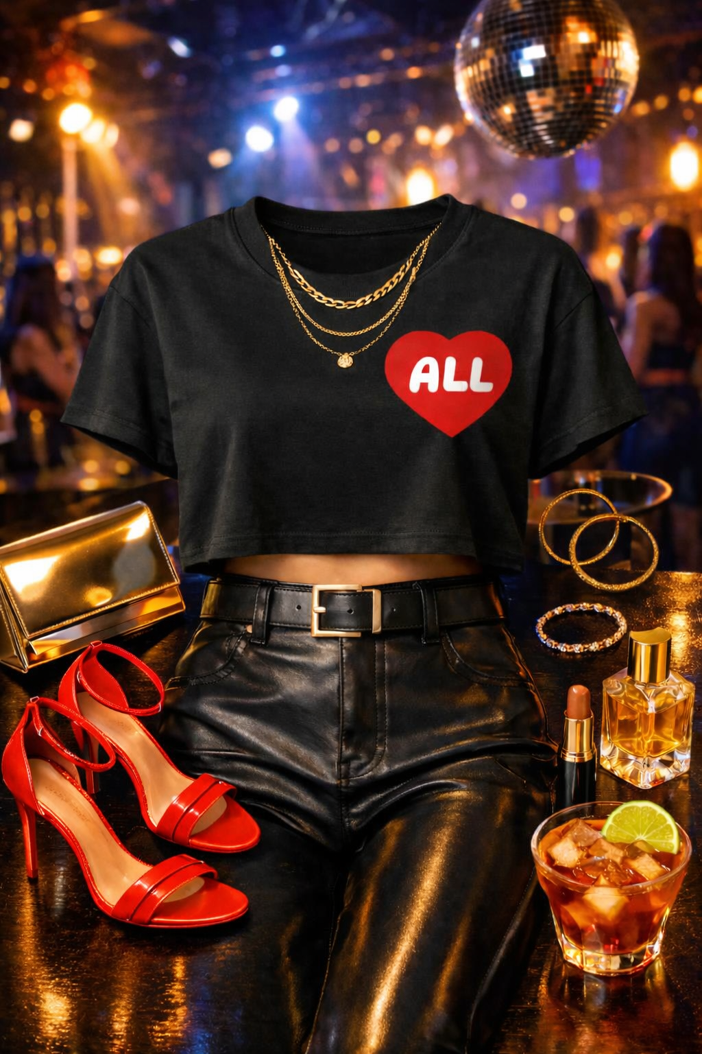 All Love Black Crop Top Graphic Tee for Women - Affirmation apparel by Sawubona Life