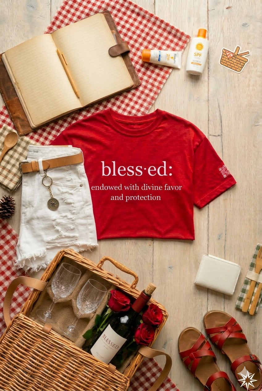 Blessed Red Crop Top Graphic Tee for Women - Affirmation apparel by Sawubona Life