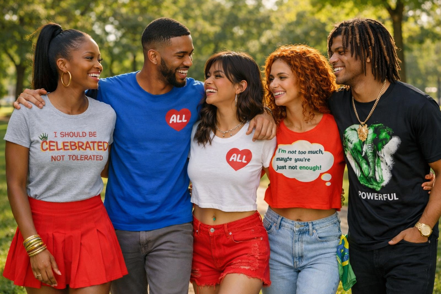 Models Wearing Various Sawubona Life Affirmation Graphic Tees