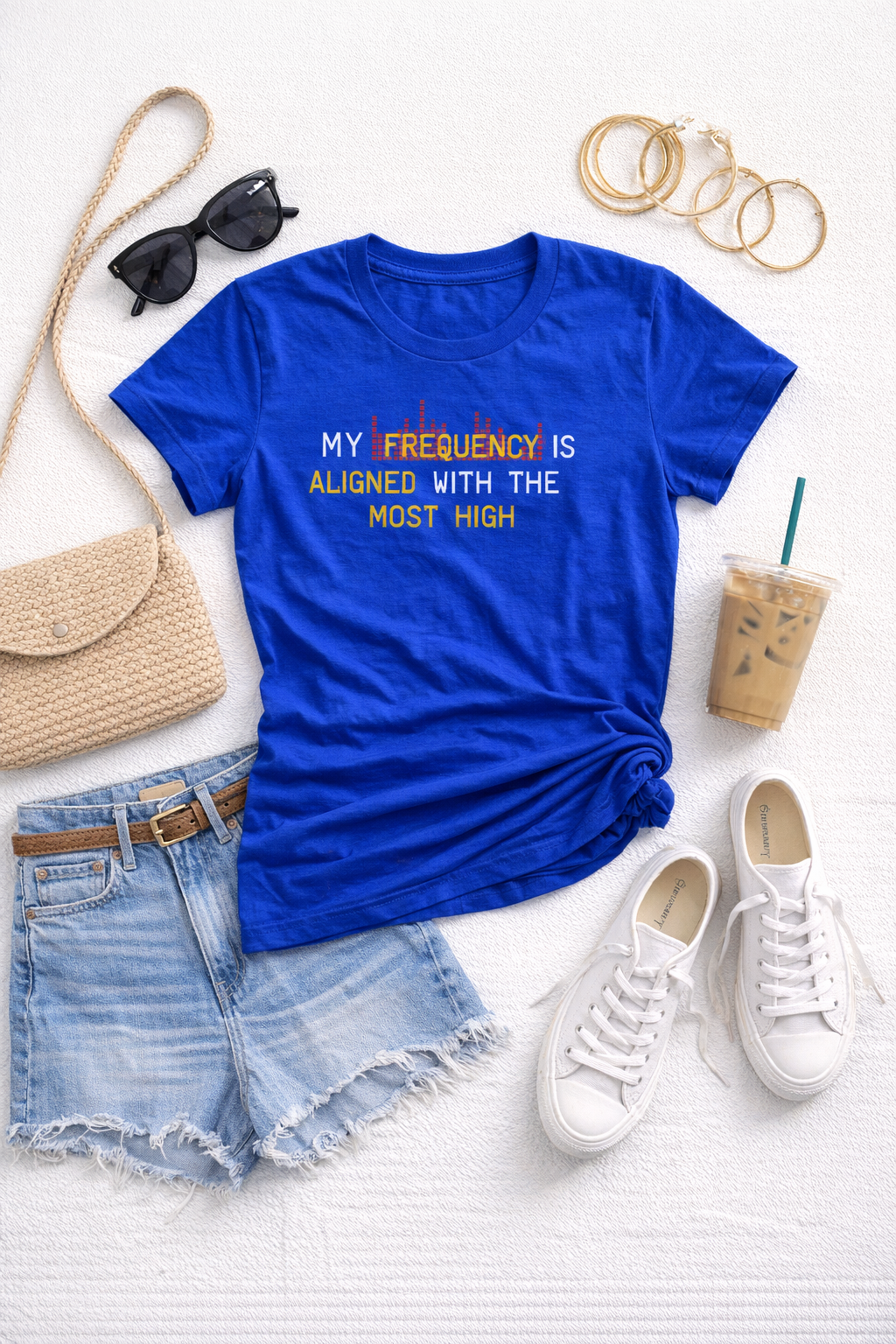 Aligned Frequency Blue Ladies' Graphic Tee - Affirmation apparel by Sawubona Life