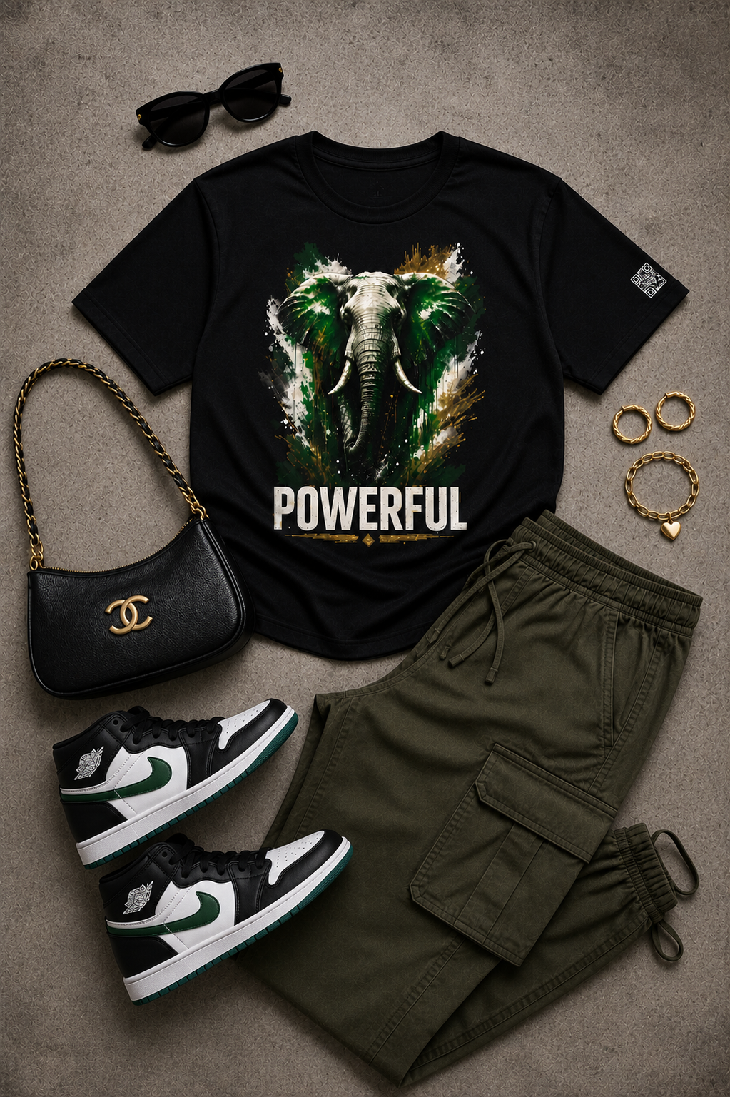 POWERFUL Elephant 2.0 Black Unisex Graphic Tee - Affirmation Apparel by Sawubona Life