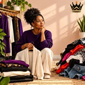 Neurodivergent woman contemplating her clothing choices