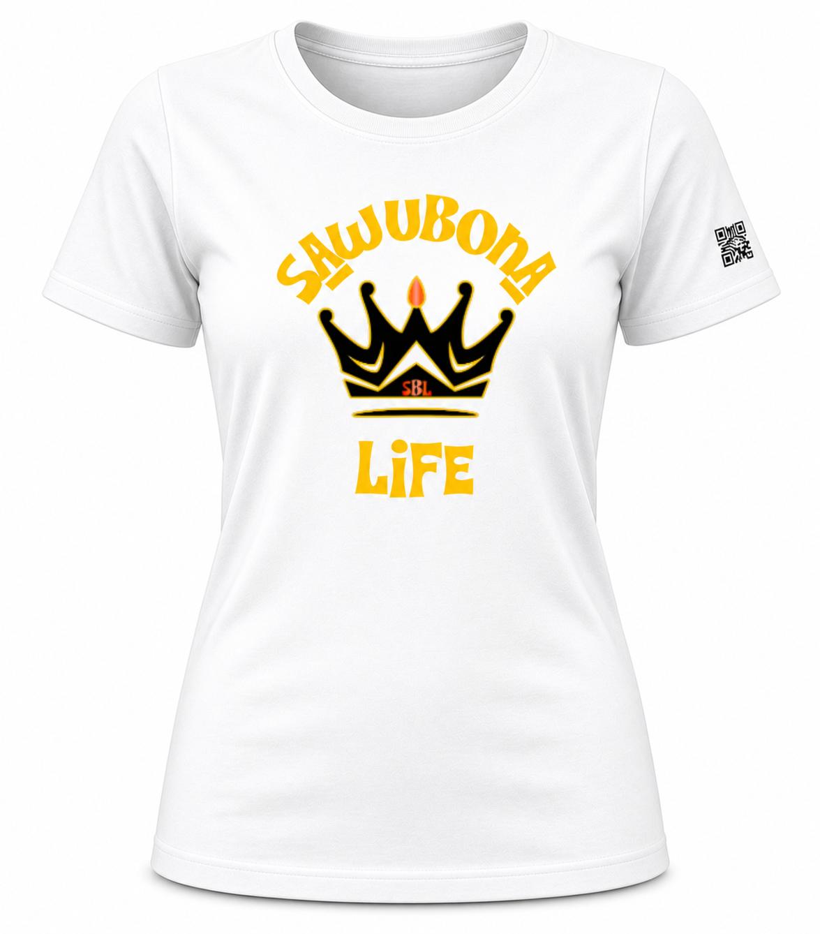 Sawubona Life Crown White Ladies Graphic Tee - Affirmation apparel by Sawubona Life