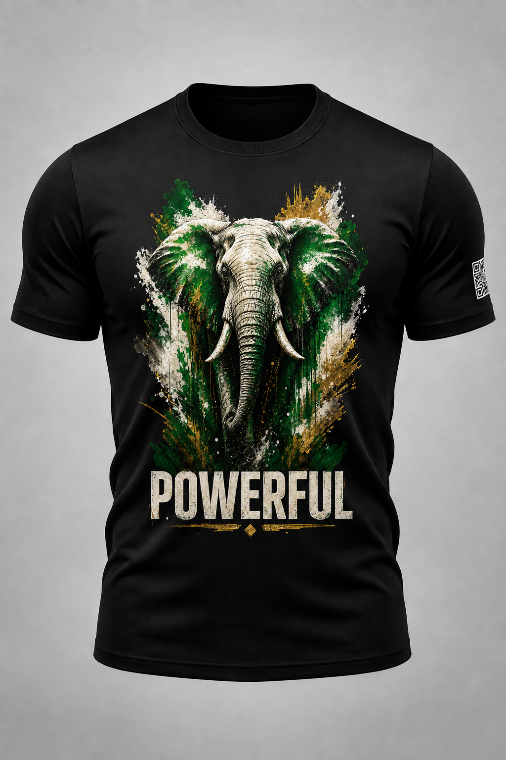 Available 18 AUGUST 2026 - Powerful Elephant Black Unisex Graphic Tee - Affirmation Apparel by Sawubona Life