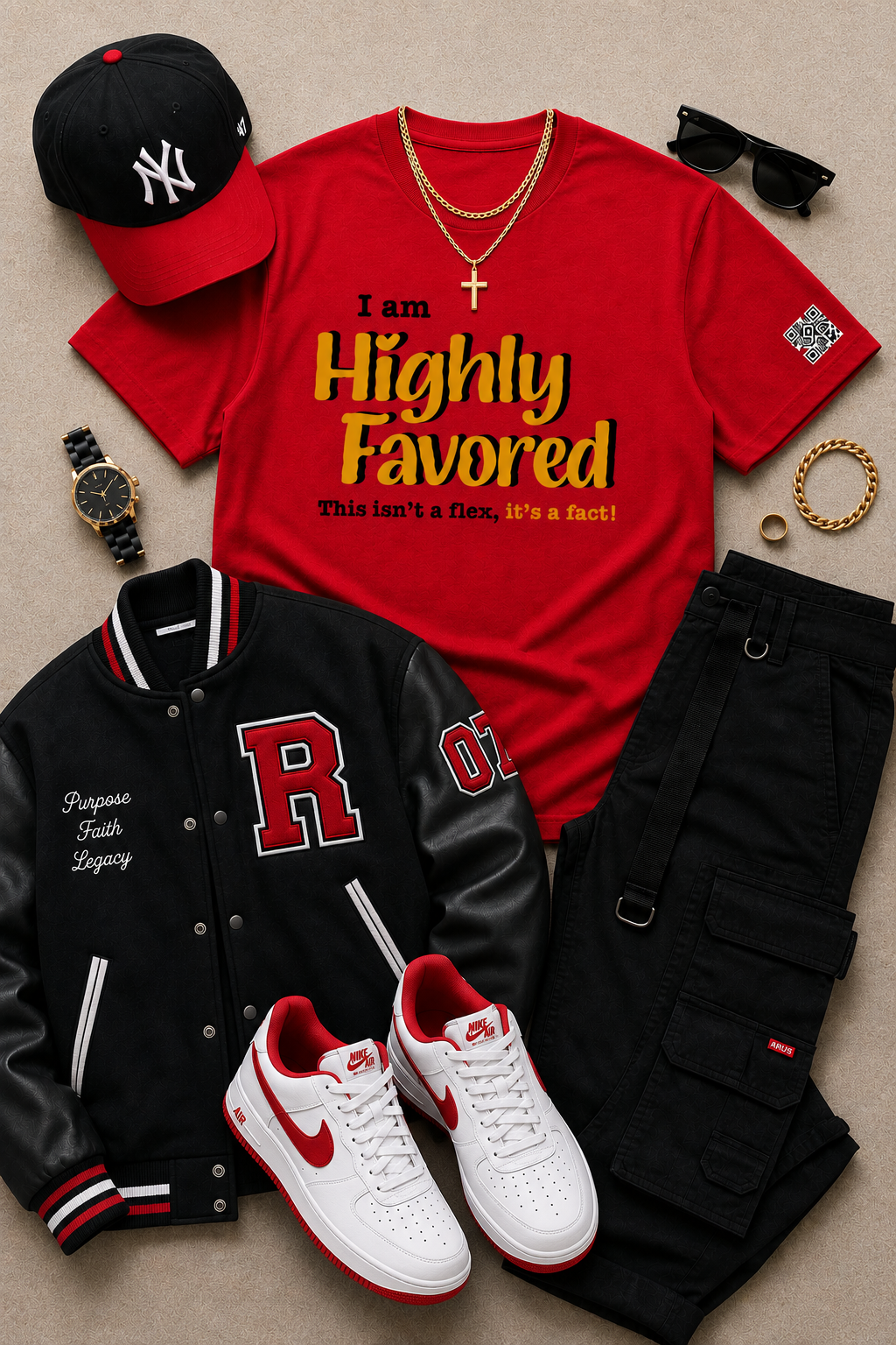 Highly Favored Red Unisex Graphic Tee - Affirmation Apparel by Sawubona Life