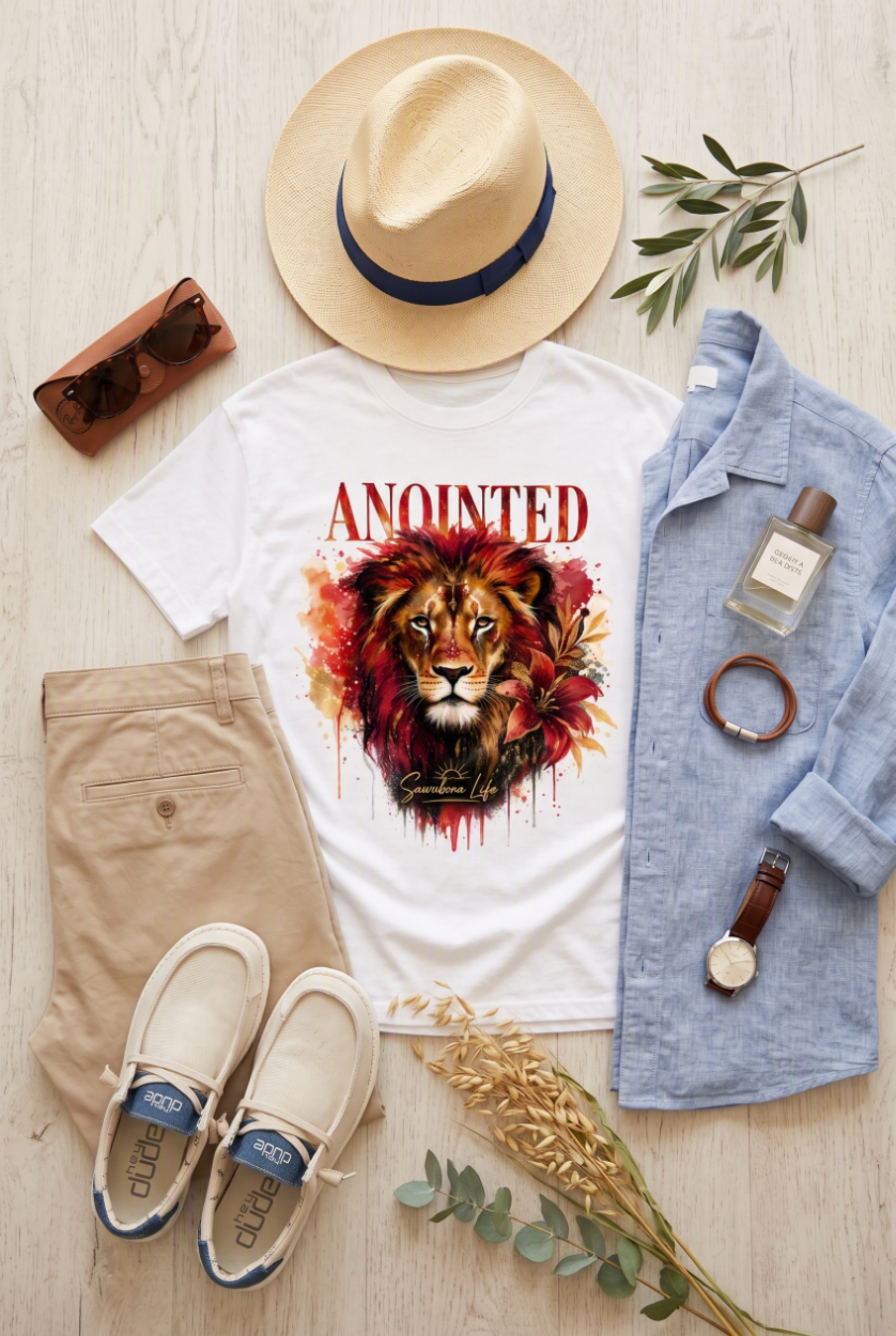Anointed Lion 2.0 White Unisex Graphic Tee - Affirmation Apparel by Sawubona Life