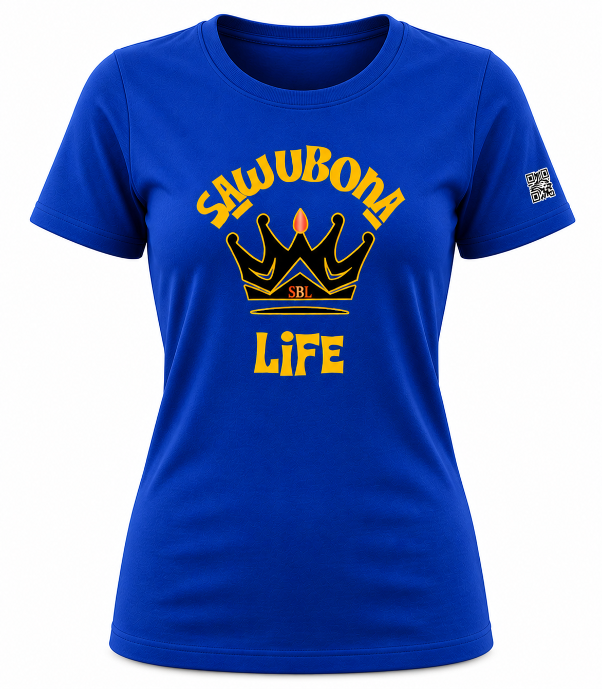 Sawubona Life Crown Blue Ladies Graphic Tee - Affirmation apparel by Sawubona Life