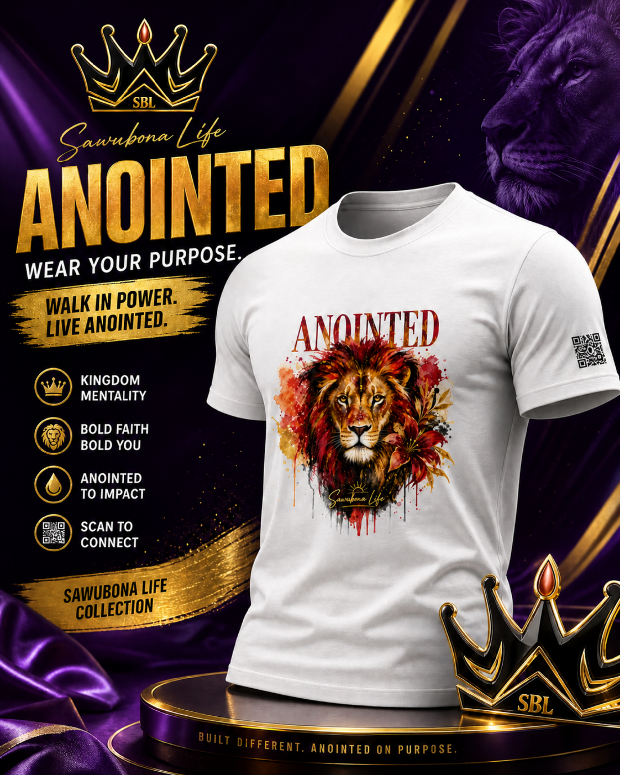 Anointed Lion 2.0 Unisex Graphic Tee - Affirmation Apparel by Sawubona Life