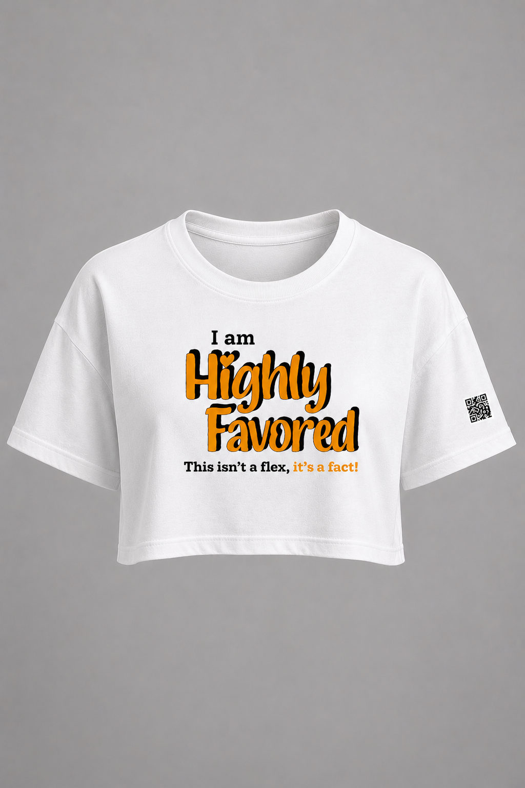 Highly Favored G+B White Cropped Loose Graphic Tee - Affirmation Apparel by Sawubona Life