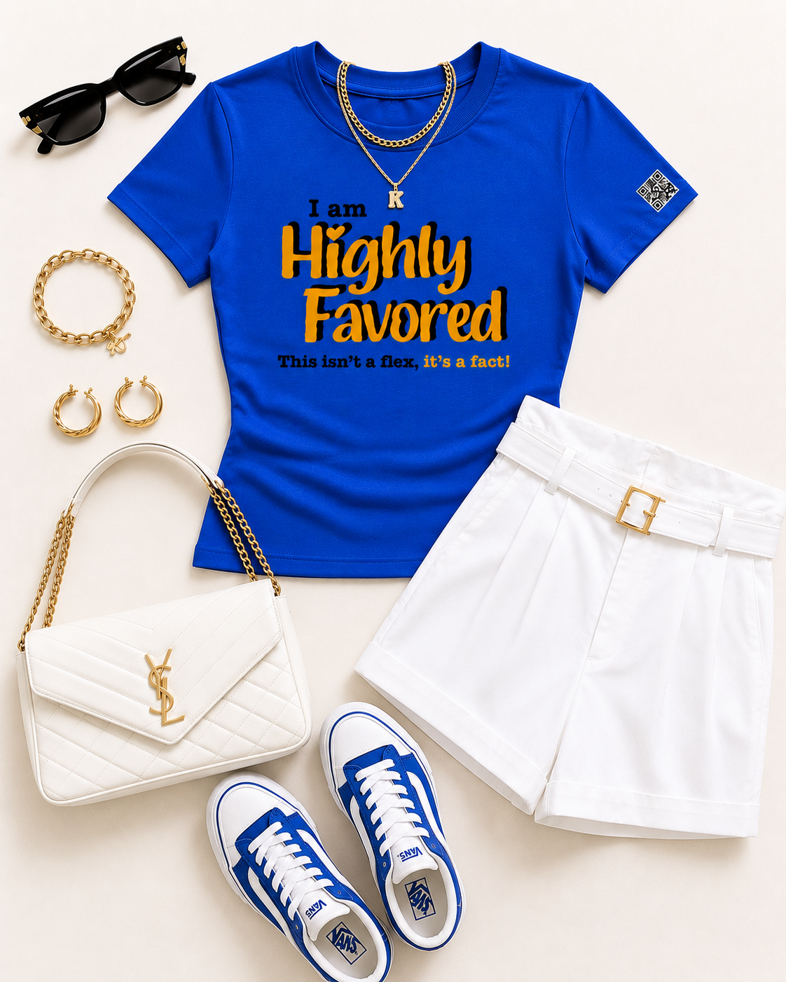 Highly Favored G+B Blue Unisex Graphic Tee - Affirmation Apparel by Sawubona Life