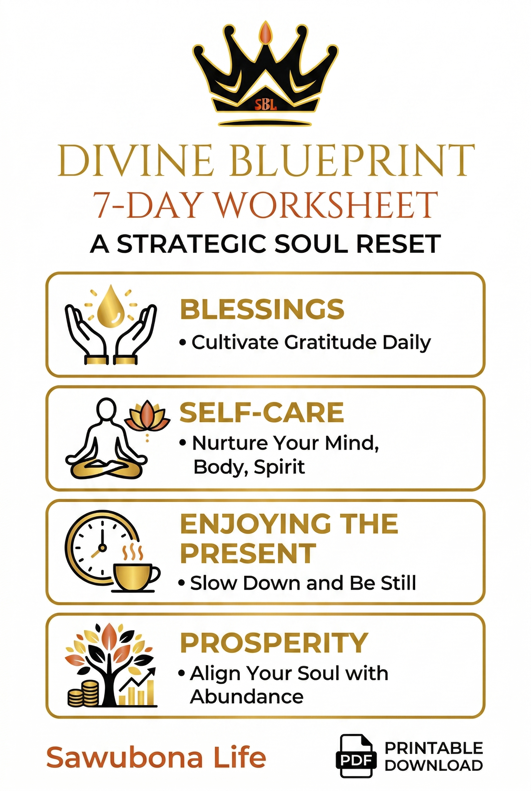 Divine Blueprint 7-Day Soul Reset Worksheet | Printable PDF