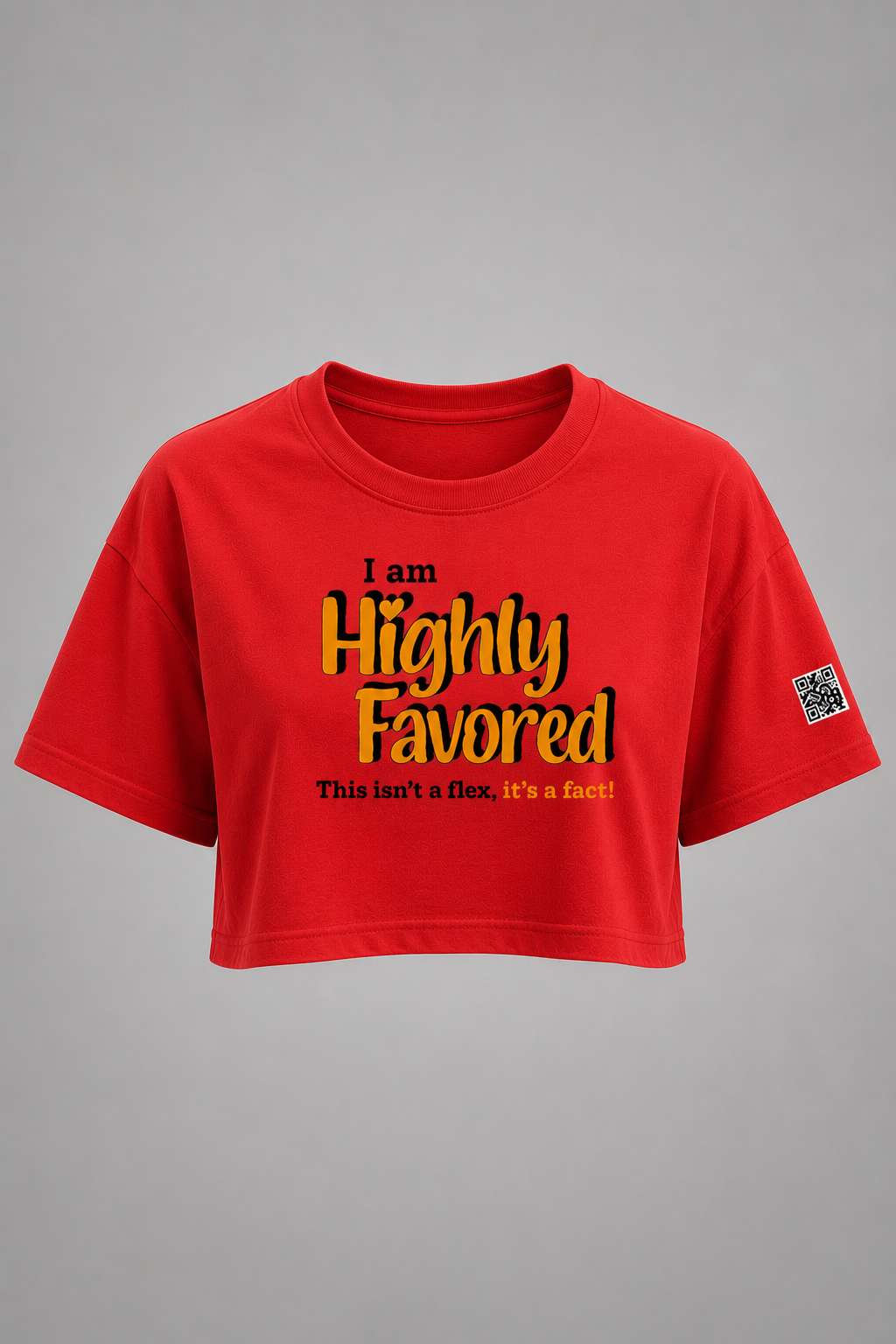 Highly Favored G+B Red Cropped Loose Graphic Tee - Affirmation Apparel by Sawubona Life