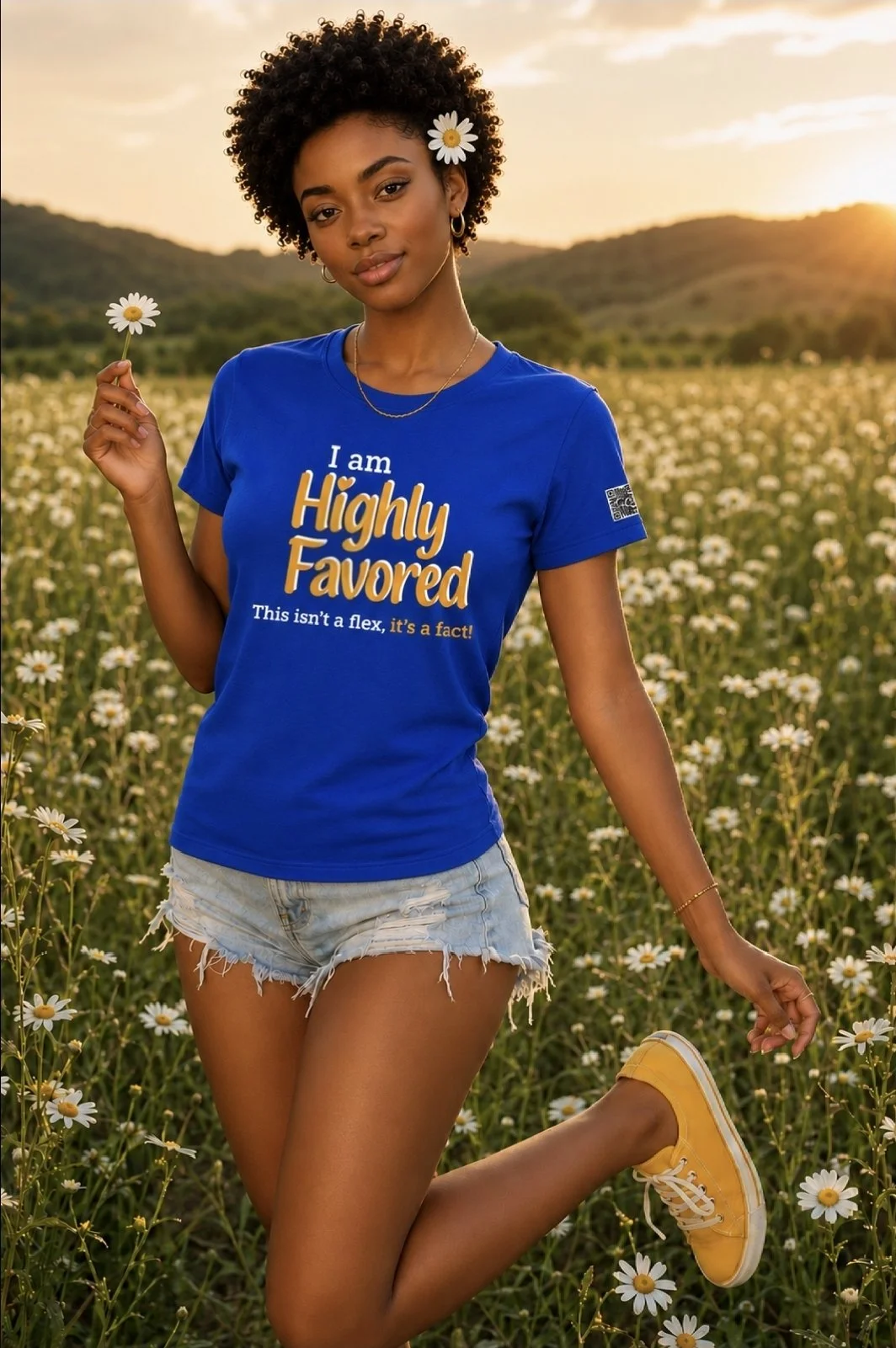 Highly Favored G+W Blue Unisex Graphic Tee - Affirmation Apparel by Sawubona Life