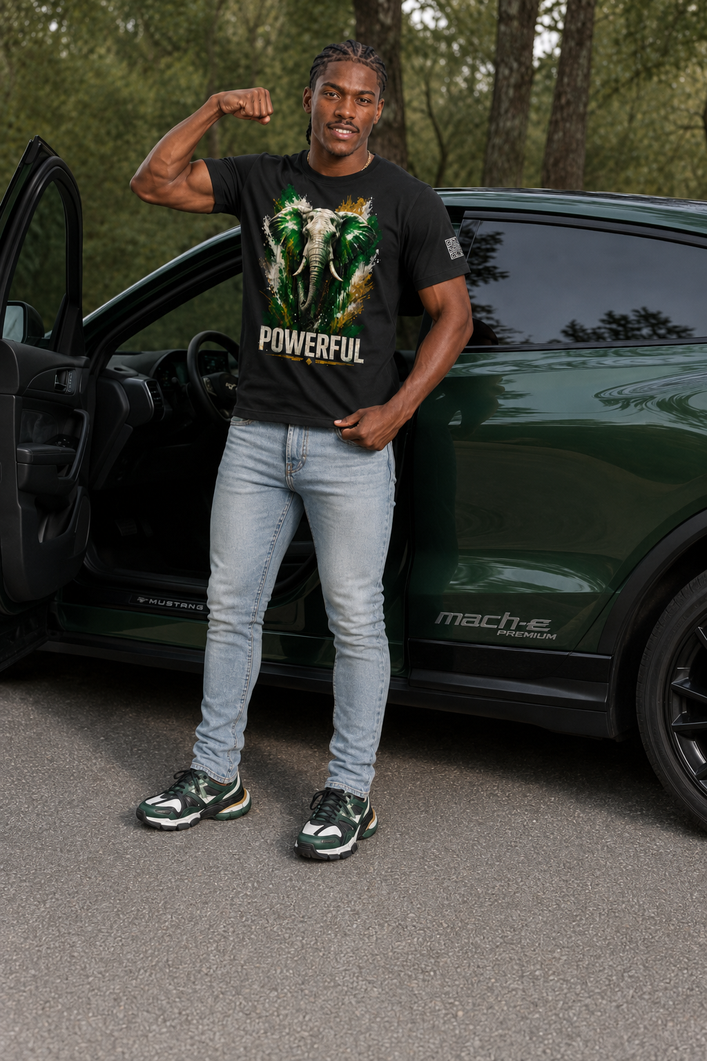 POWERFUL Elephant 2.0 Black Unisex Graphic Tee - Affirmation Apparel by Sawubona Life