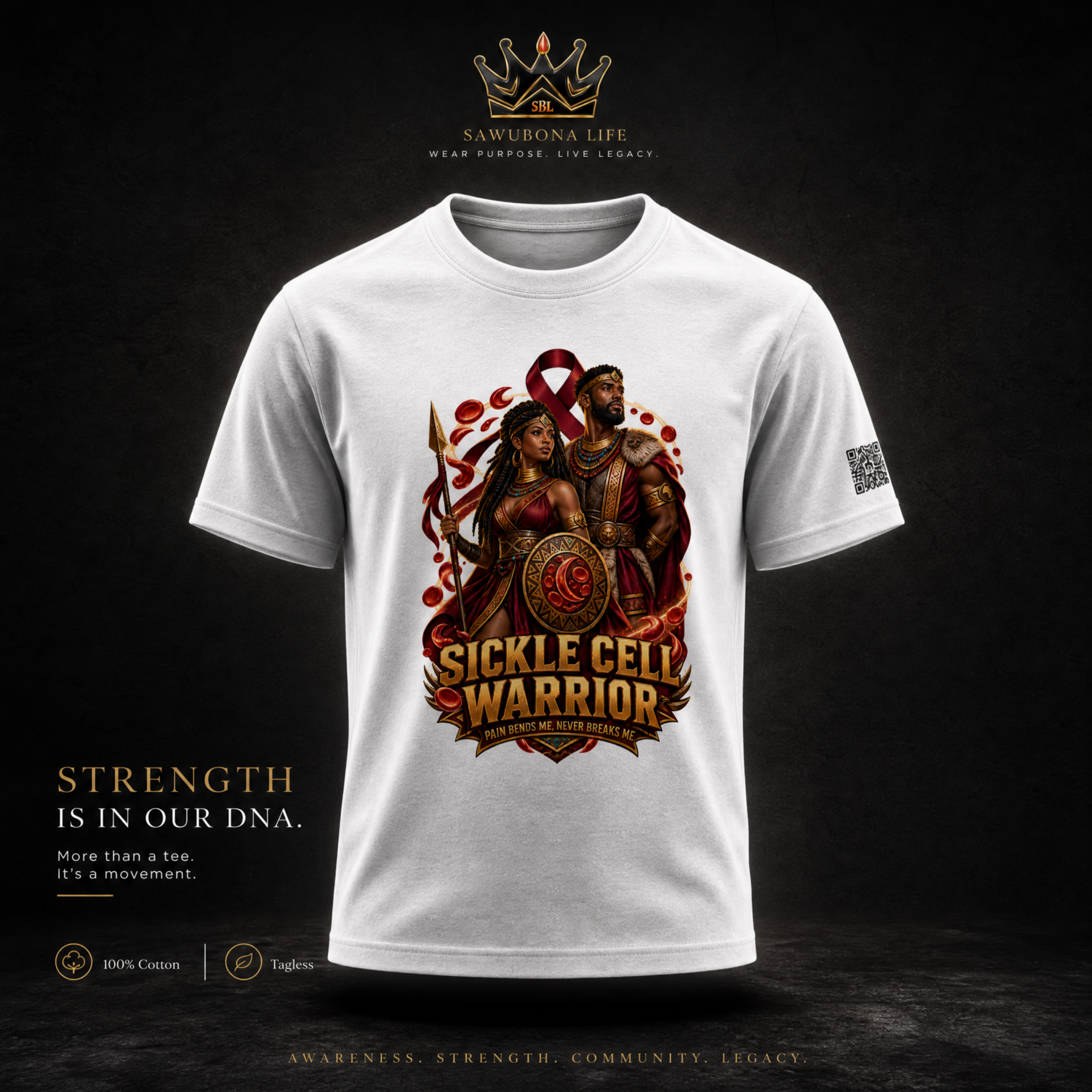 Sickle Cell Warrior Unisex Graphic Tee - Affirmation Apparel by Sawubona Life