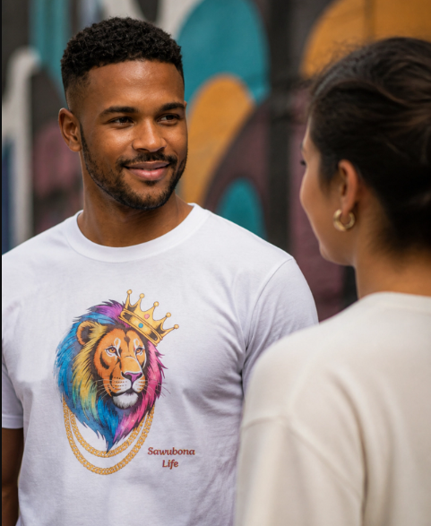 Majestic Lion White Unisex Graphic Tee - Affirmation apparel by Sawubona Life