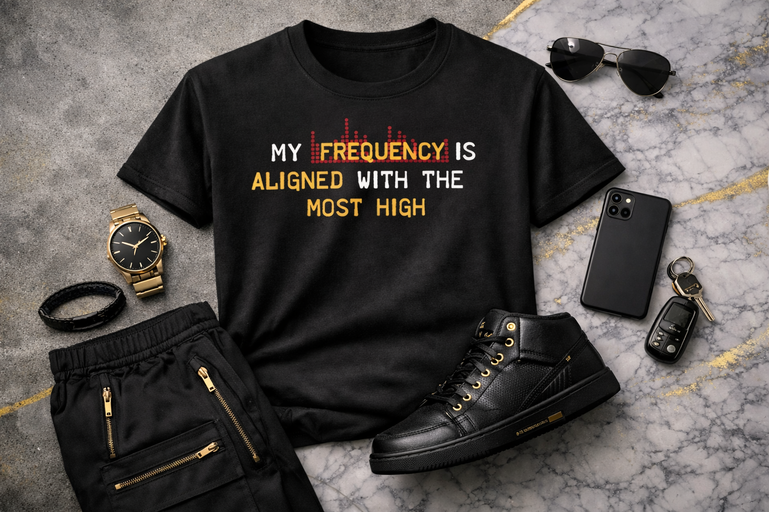 Aligned Frequency Black Unisex Graphic Tee- Affirmation apparel by Sawubona Life