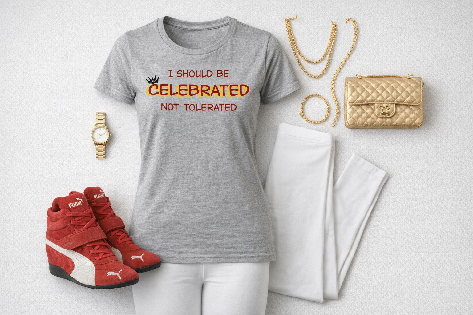 Celebrated Grey Ladies' Graphic Tee  - Affirmation apparel by Sawubona Life