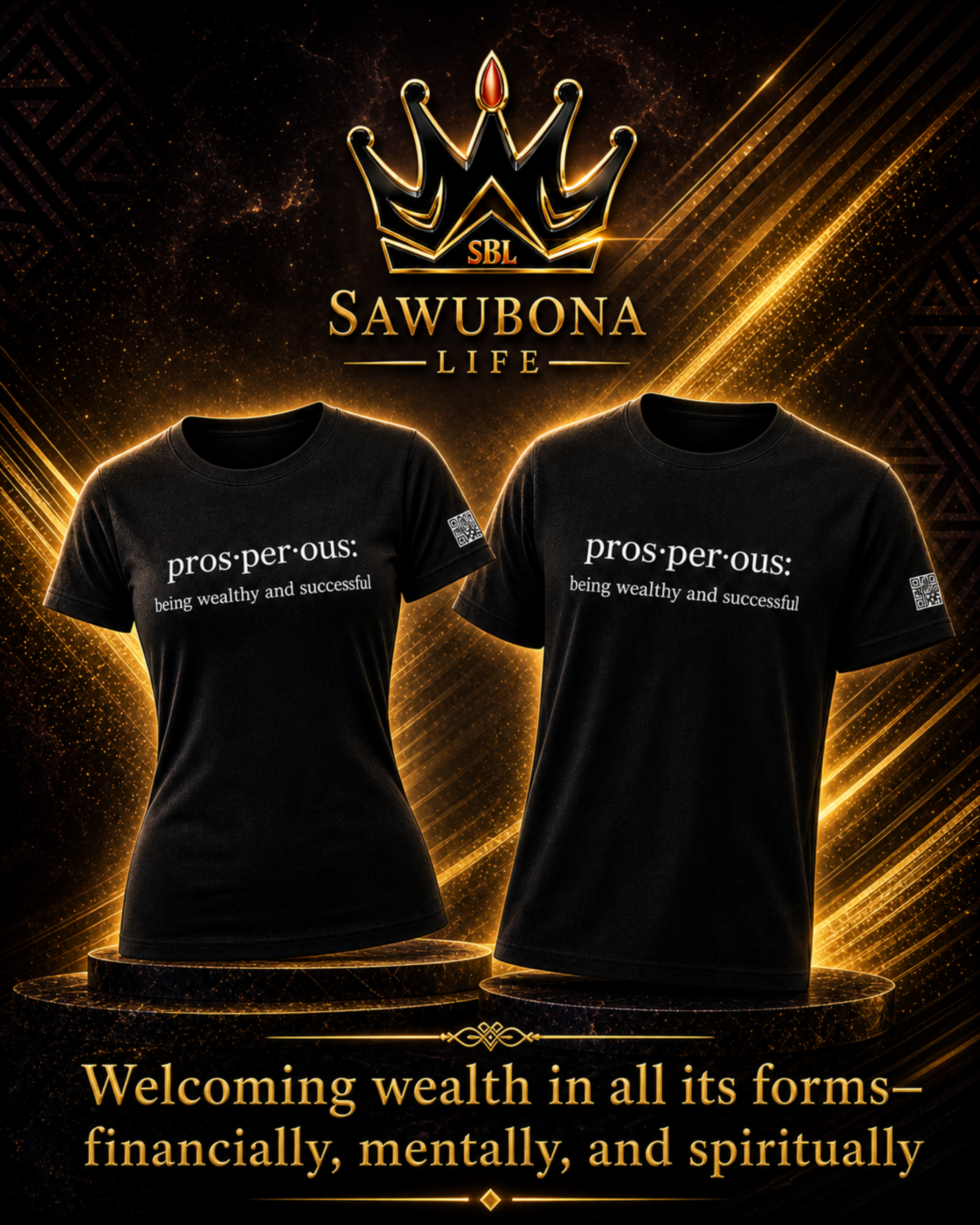 Prosperous Black Graphic Tees - Affirmation Apparel by Sawubona Life