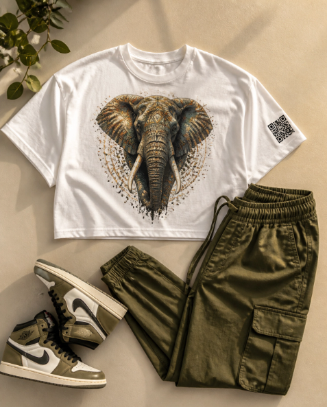 Powerful Elephant Crop Top Design Concept - Affirmation Apparel by Sawubona Life