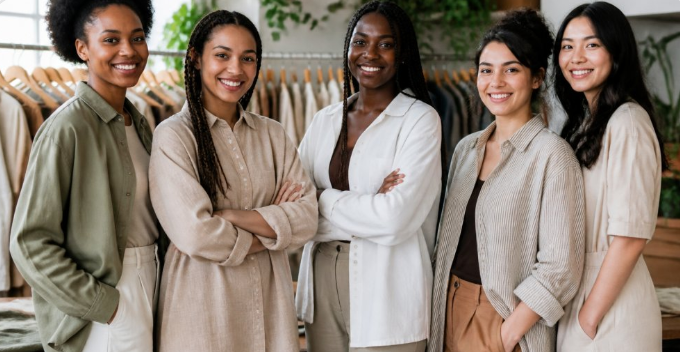Group of Women Wearing Sustainable Clothing