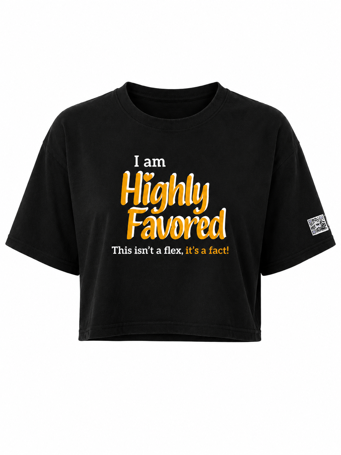 Highly Favored G+W Black Cropped Loose Graphic Tee - Affirmation Apparel by Sawubona Life