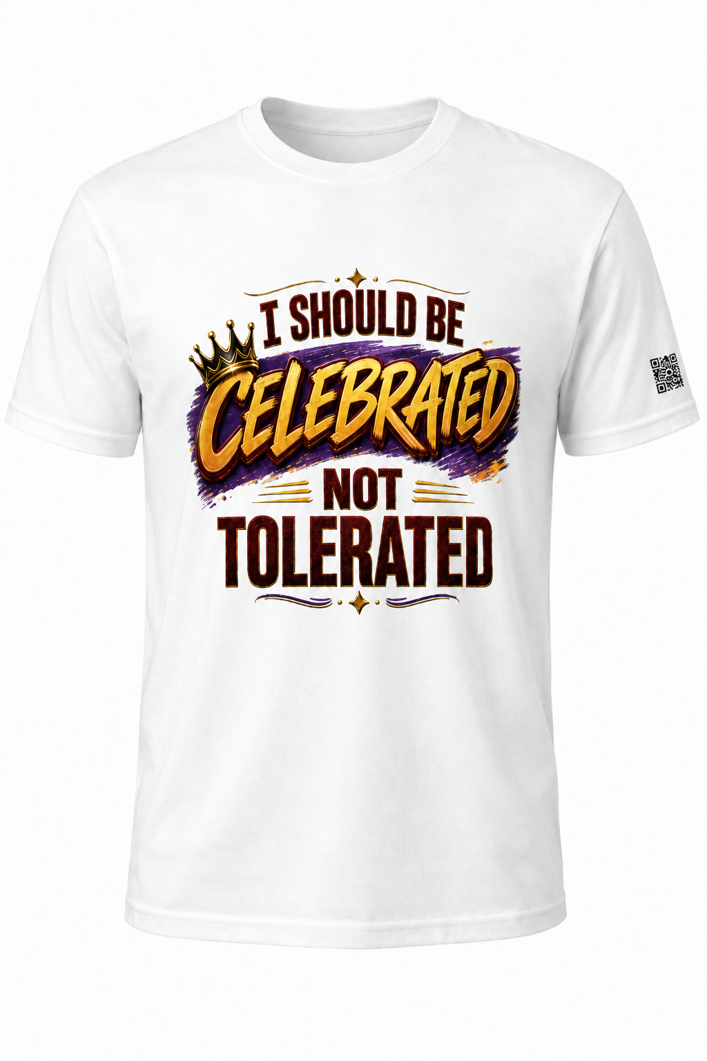 Available 18 AUGUST 2026 - Celebrated White Unisex Graphic Tee - Affirmation Apparel by Sawubona Life
