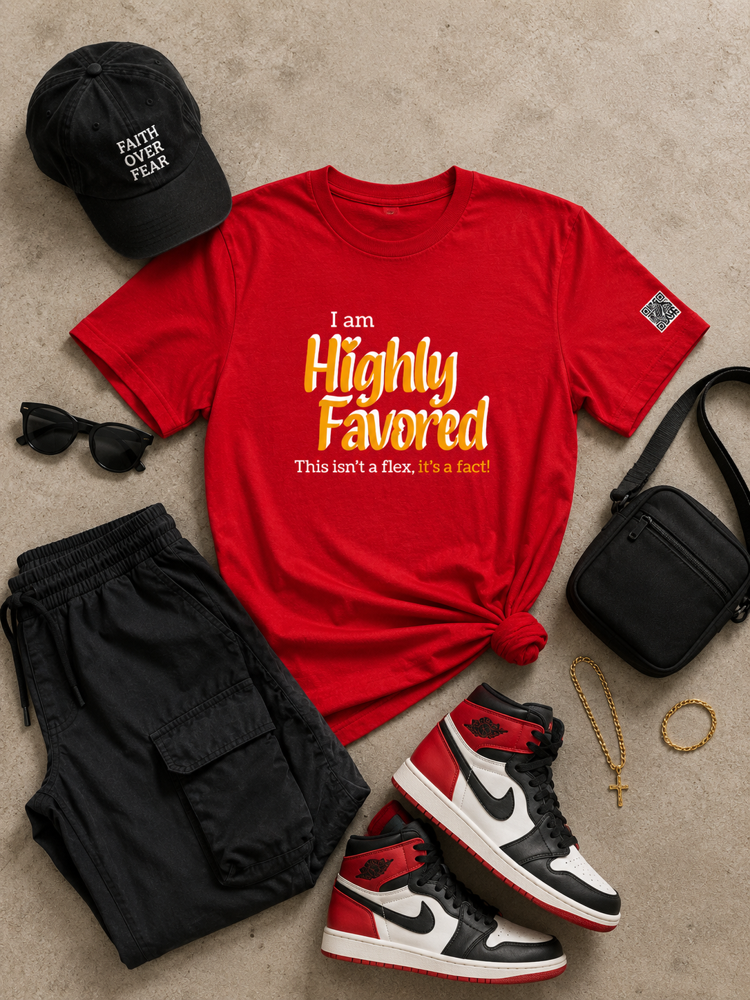 Highly Favored G+W Red Unisex Graphic Tee - Affirmation Apparel by Sawubona Life