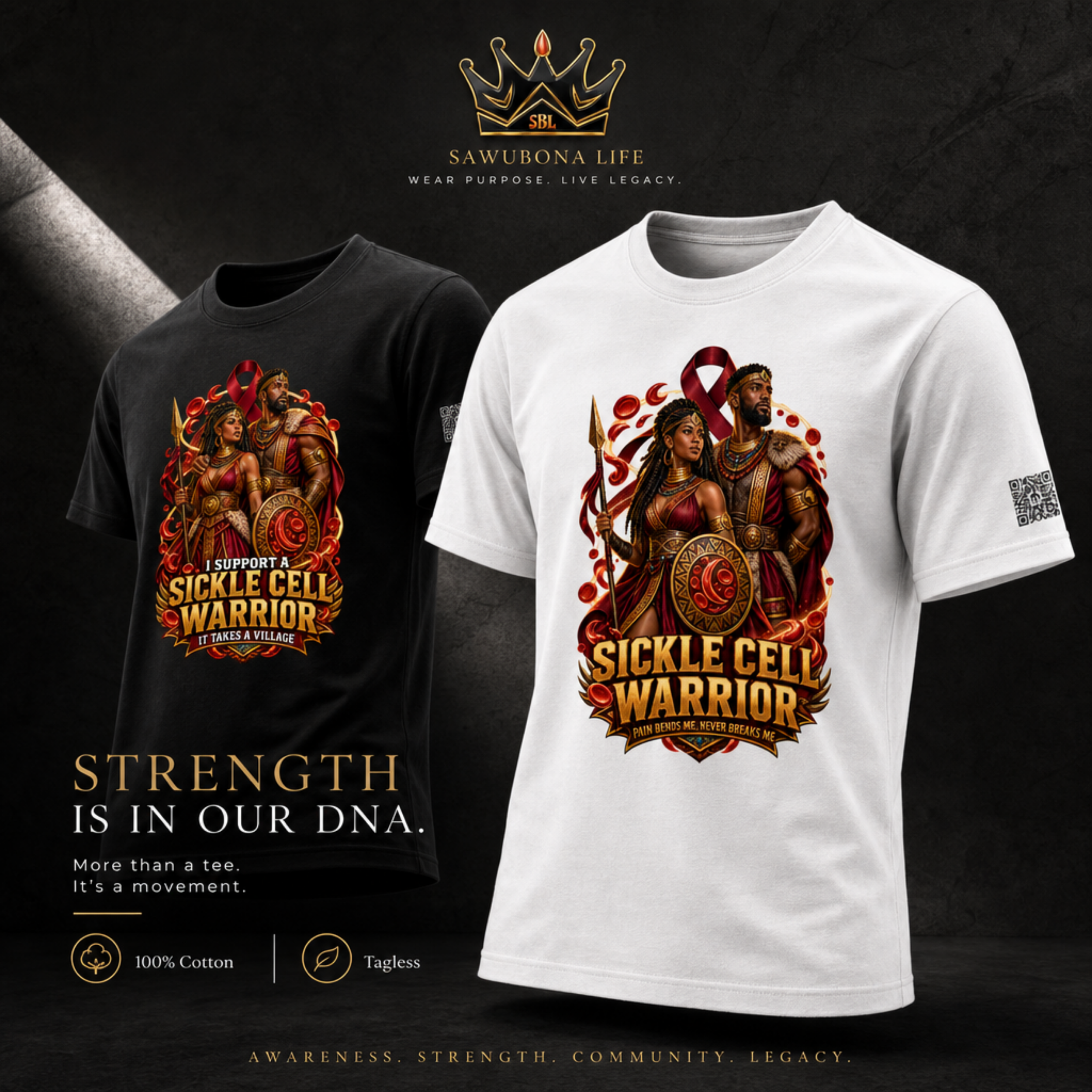 Sickle Cell Warrior and Supporter Graphic Tees - Affirmation Apparel by Sawubona Life