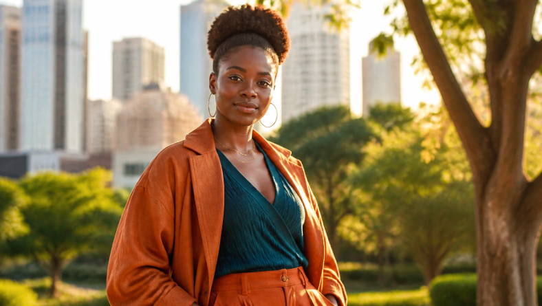 African American Women in Earth-toned two-piece short set - Sawubona Life