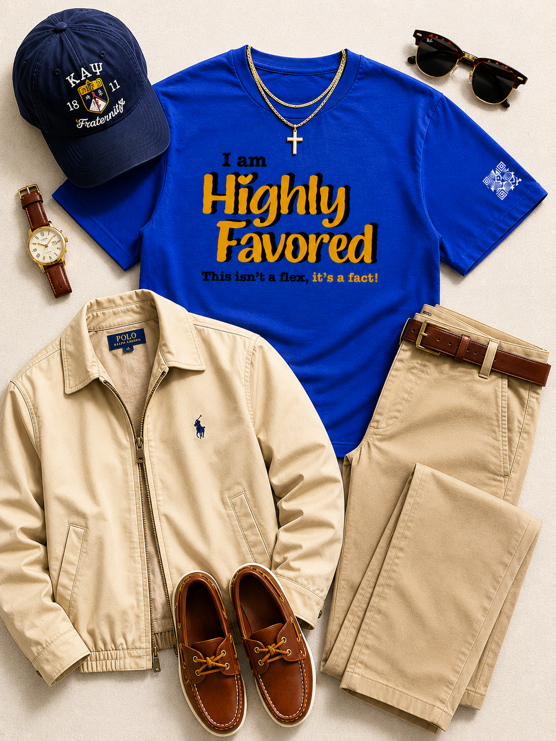 Highly Favored G+B Blue Unisex Graphic Tee - Affirmation Apparel by Sawubona Life