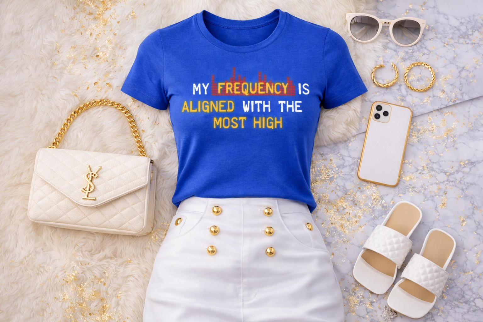 Aligned Frequency Blue Ladies' Graphic Tee - Affirmation Apparel by Sawubona Life